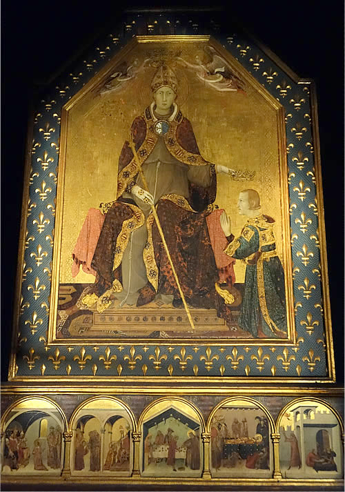 Louis d'Anjou et Robert Ier d'Anjou retable sur bois - parSimone Martini - muse du Capodimonte  Naples en Italie
